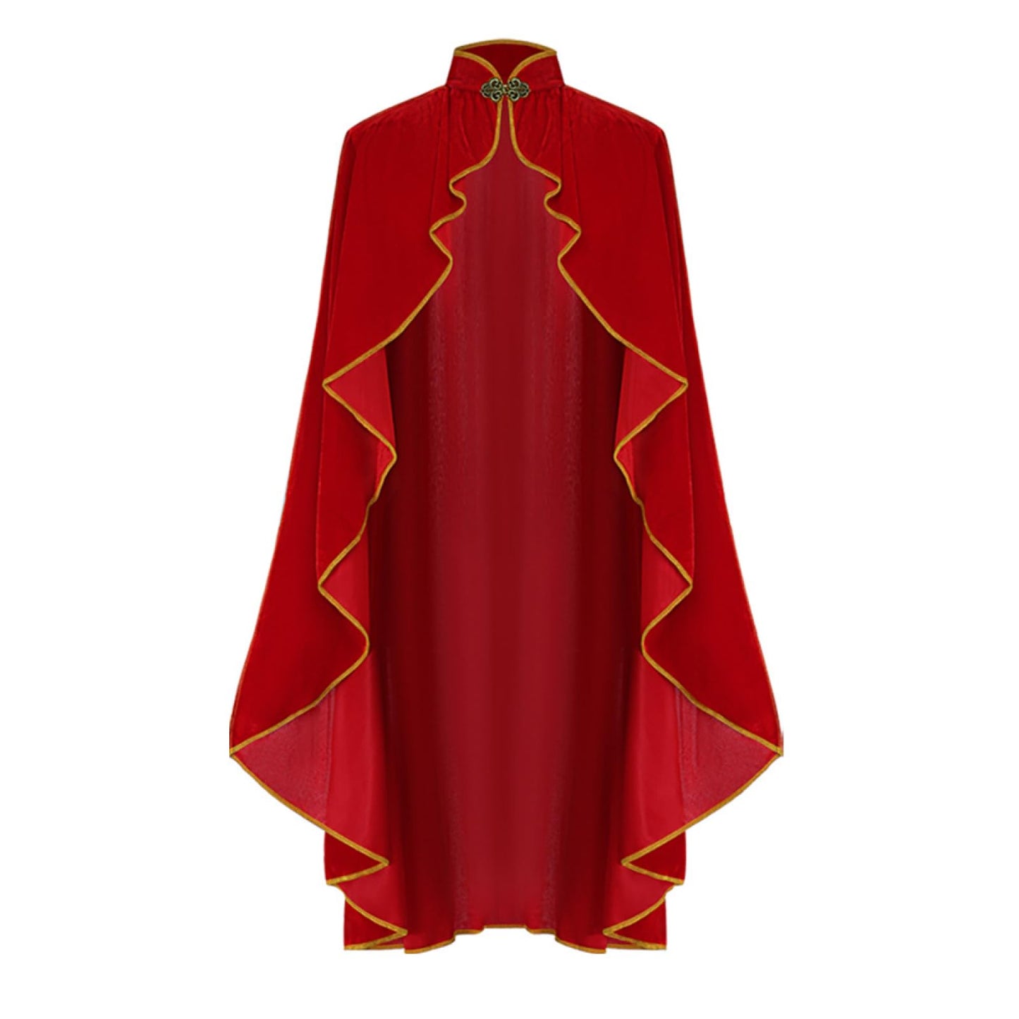 BALINGNIANDAI Women Medieval Cloak Gold Velvet Phnom Penh Shawl Elegant Suede-Lined Cape Red