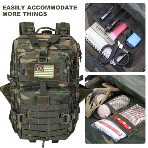 Hannibal Tactical 45L MOLLE Assault Backpack, Tactical Backpack Military Army Camping Rucksack with Bottle Holder, 3-Day P...