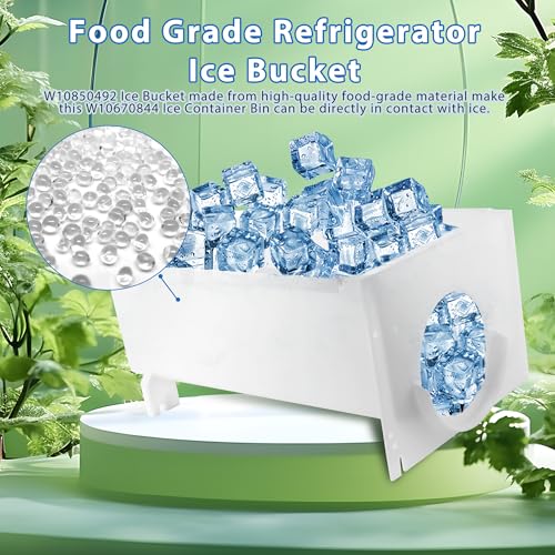 W10850492 Ice Maker Bin fit for Whirlpool W10670844 W11515913A Ice Bucket,AP5989704 Fridge Ice Bucket Replacement fit for ...