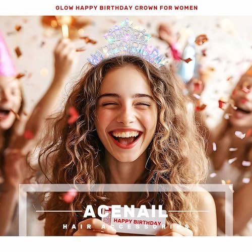 Acenail Light up Birthday Headband Glow Happy Birthday Girl Crown LED Flashing Birthdays Hair Accessories for Women