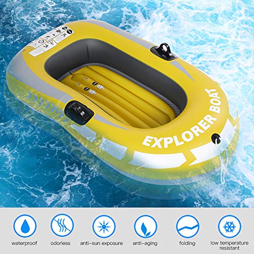 Thicken Raft Inflatable Kayak Inflatable Boat Canoe-1 Person Inflatable Fishing Boat Floaties Kayak Yellow PVC Boat Tourin...