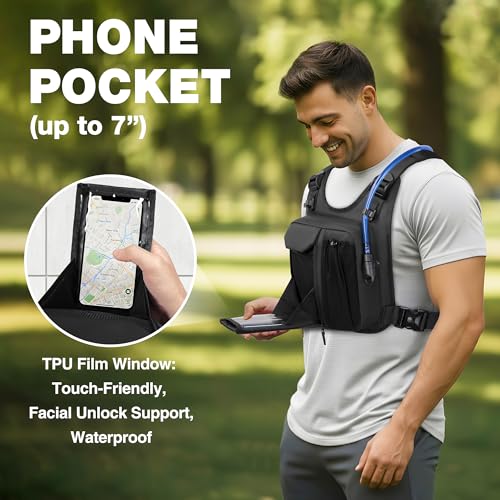 JXFUKAL Running Vest, Lightweight Hydration Backpack with 2L Water Bladder, Reflective Hydration Pack, Tactical Chest Pack...