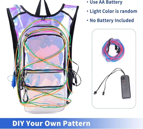 Hydration Backpack Pack with Cool Lights, 2L Water Bladder, Lightweight Bag for Running, Hiking, Bike, Climbing, Music Fes...