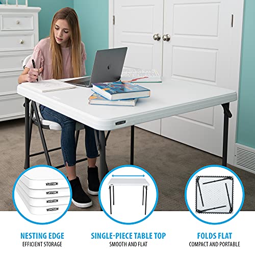 LIFETIME 80783 37-Inch Commercial Grade Square Folding Card Table, White Granite