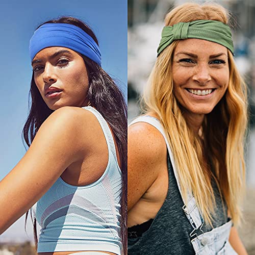GiLi 6 Pack Wide Headbands for Women Non Slip Soft Elastic Hair Bands Yoga Running Sports Workout Gym Head Wraps, Knotted ...