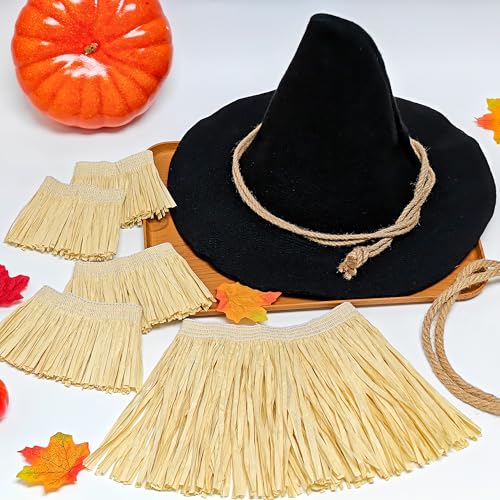 Horolam 7PCS Scarecrow Costume Accessories, Wizard Scarecrow Costume with Hat for Adult Women Men for Holloween Cosplay Dr...