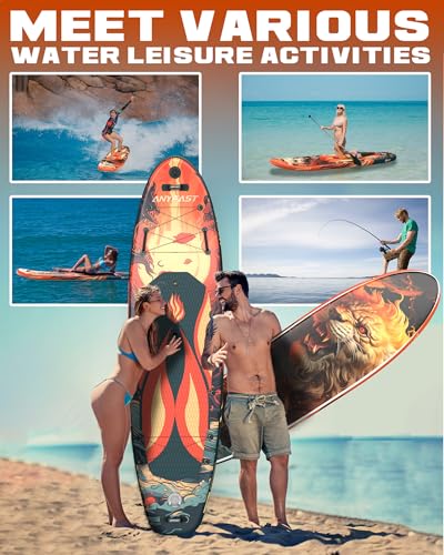 ANYFAST Inflatable Stand Up Paddle Boards - Extra Wide Fishing Paddleboard,Cool Design,Ultra Stable Standup SUP,15 D-Ring...