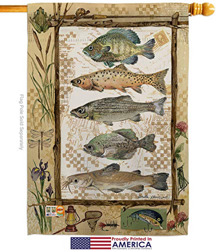 Fishing Adventures House Flag Dowel Set Sports Outdoor Camping Fish Dock Lure Entertainment Activity Physical Small Decora...