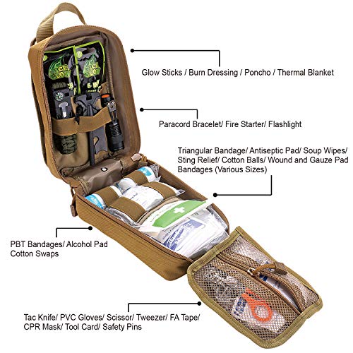EVERLIT 250 Pieces Survival First Aid Kit IFAK EMT Molle Pouch Survival Kit Outdoor Gear Emergency Kits Trauma Bag for Cam...