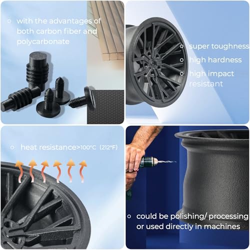 PRILINE Carbon Fiber Filament, PRILINE Carbon Fiber Polycarbonate 3D Printer Filament 1.75mm, High Strength Carbon Fiber 3...