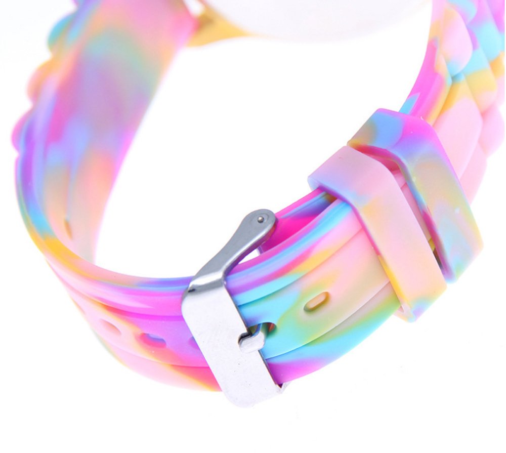 CdyBox 5 Pack Rhinestone Colorful Silicone Jelly Wristwatches for Women Wholesale Watch Set