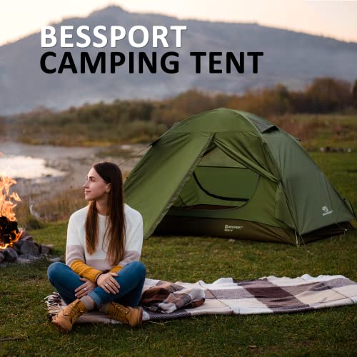 Bessport Camping Tent 1/2 Person Tent Waterproof Two Doors Backpacking Tent Easy Setup Lightweight for Outdoor, Hiking Mou...