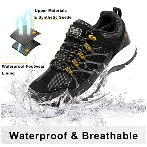 CKKM Men's Waterproof Hiking Shoes Lightweight Non-Slip Low-Cut Trekking Hiking Sneakers Outdoor Backpacking Camping Climb...