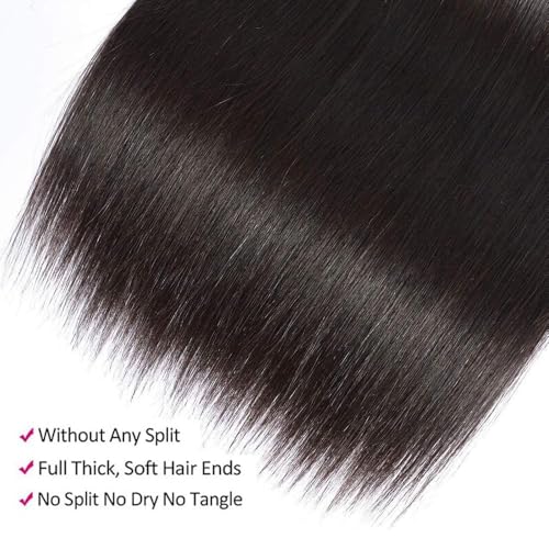 Selina Hair Straight 3 Bundles Human Hair 20 22 24 Inch Brazilian Virgin Hair 100% Human Hair 100g/Bundle Natural Black Color