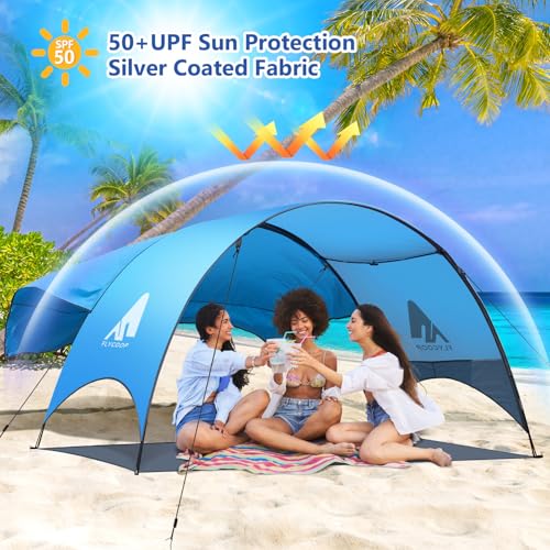 Beach Tent - Beach Shade Canopy Compact Fold (16.9x3.9″), Own Patent, 360° Ventilation, Large Side Storage Pocket, UV Prot...