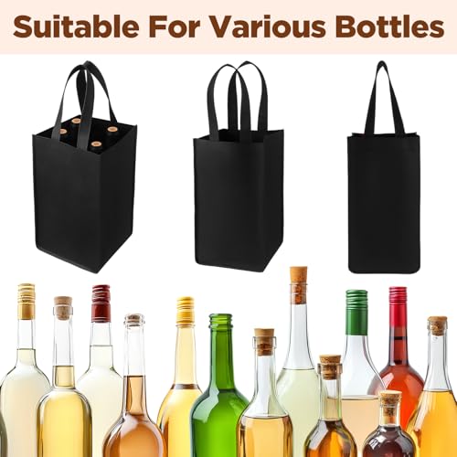 Prasacco 2 Pcs Wine Tote Bag 4 Bottles Wine Bottle Carrier with Extra Bottom Padding Bottle Gift Bags Glass Carrier for Tr...