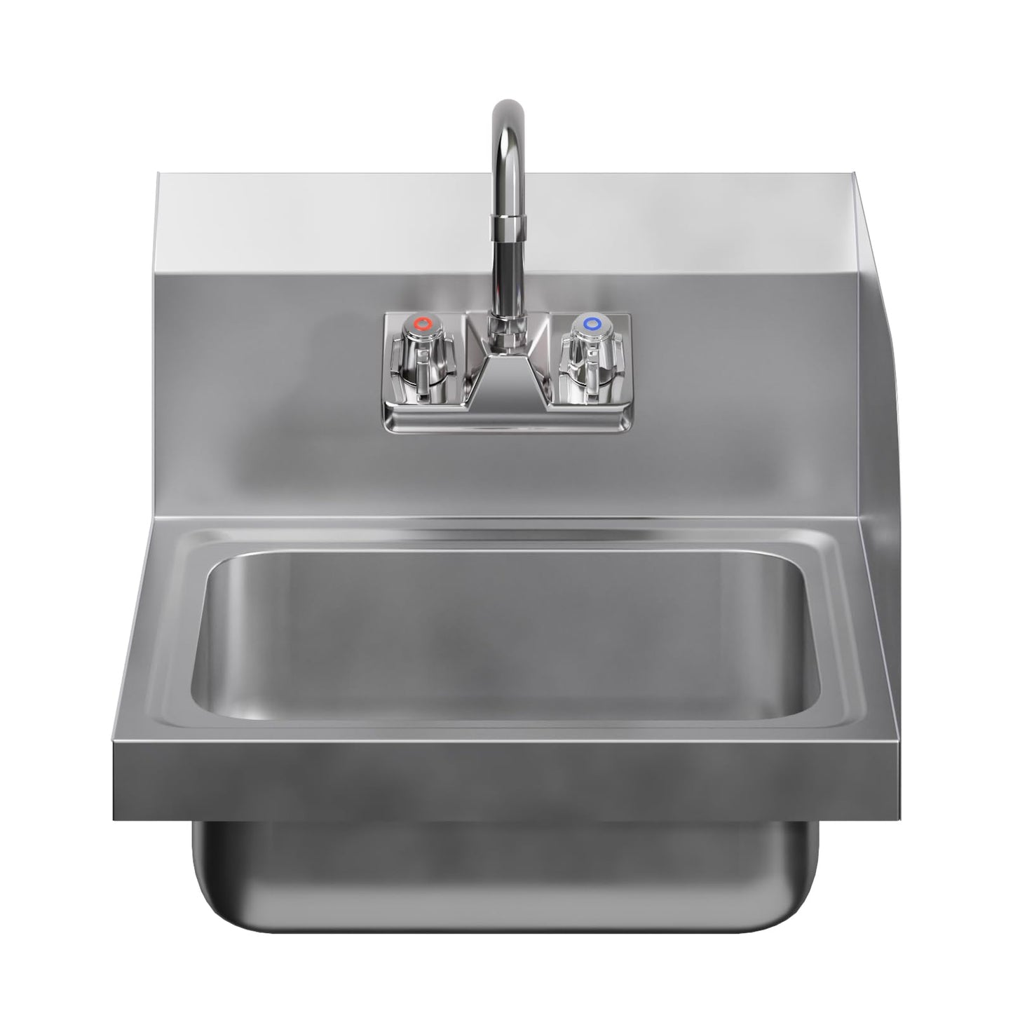AmGood Stainless Steel Wall Mount Hand Sink with Faucet and Right Sidesplash 17" x 15" | NSF Commercial Hand Washing Basin For Restaurant, Kitchen and Home | Bowl Size: 10" x 14"