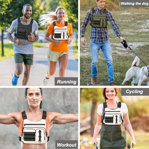 Criuage Outdoor Chest Bag for Men, Lightweight Running Vest with Water Bottle Pocket, EDC Chest Pack for Hiking, Cycling