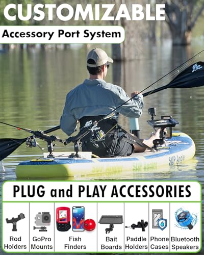 SUP Angler X-Wide Inflatable Fishing Paddle Board with Seat, Choose Accessories Package, Adjustable Fishing Rod Holders, A...
