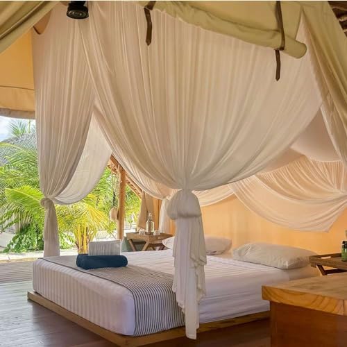 UB-STORE 100% Cotton Bed Canopy for Queen and King Size Bed | Handmade Luxury Mosquito Net Bedroom Curtains | Decorative R...
