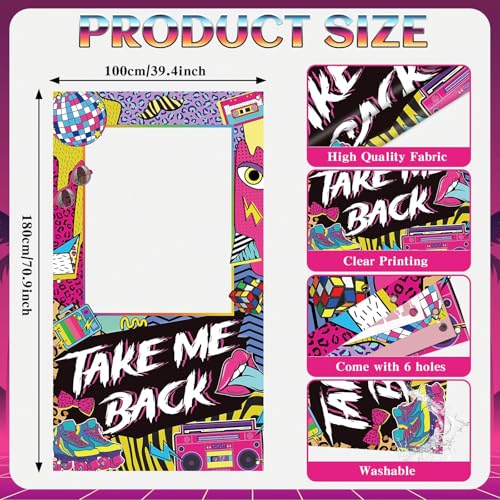 80's 90's Party Decorations Retro 90s 1980s Disco Theme Photo Booth Props Take Me Back Banner 80s 90s Birthday Party Backd...