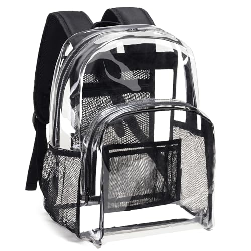 Vorspack Clear Backpack Heavy Duty PVC Transparent Backpack with Reinforced Strap Stitches & Large Capacity for College Wo...