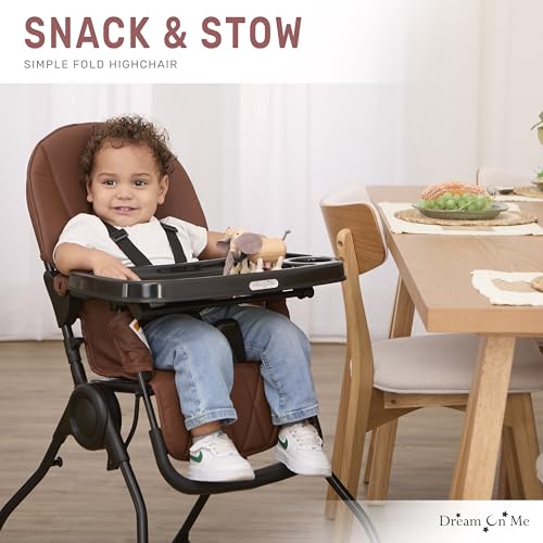 Dream On Me Snack and Stow Highchair | Adjustable Feeding Chair with Removable Tray, Lightweight, Foldable Design, Easy to...
