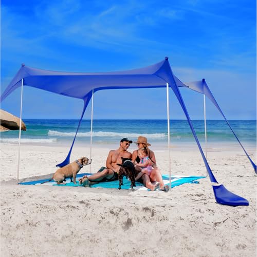 SUN NINJA Beach Tent Sun Shelter UPF50+ - Easy Pop Up Beach Canopy - Outdoor Shade for Camping Trips, Fishing, Backyard Fu...