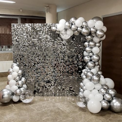Awenztech 120pcs 5 inch Metallic Silver, Small Chrome Silver Latex Balloons for Graduation Wedding Baby Shower Disco Birth...