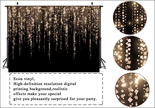 LTLYH 7x5ft Black and Gold Backdrop New Year Backdrop 2025 Golden Spots Background Vintage Astract Background for Birthday...