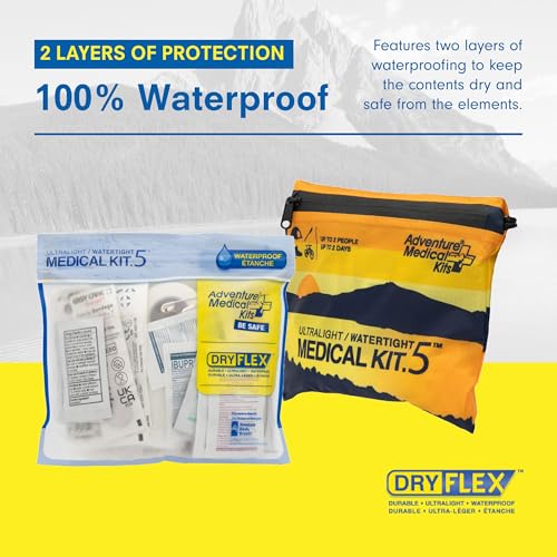 Adventure Medical Kit Ultralight/Watertight Medical Kit .5 - Up to 2 People, Up to 2 Days - Includes Bandages, Blister Ess...