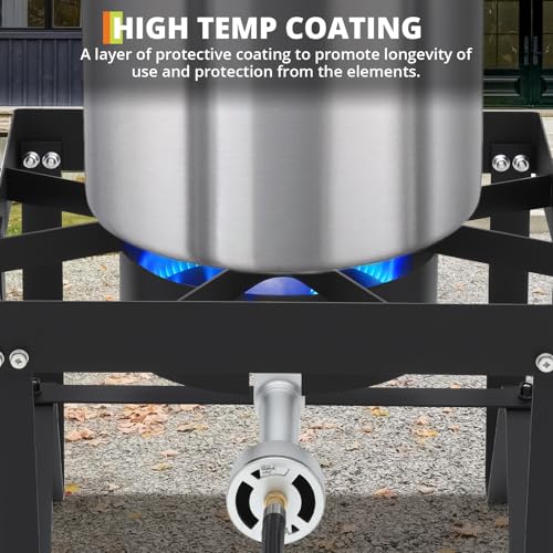 80,000 BTU Single Burner Propane Stove – 10 PSI Regulator, 400 Lbs Capacity Portable Outdoor Cooker for Camping, Deep Fryi...