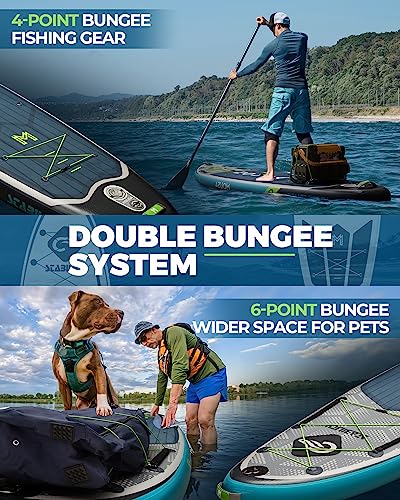 MOUSA 11'6“x35 Extra Wide Inflatable Stand Up Paddle Board, Stable Long SUP for 2 People/Family, Shoulder Strap, 3/5 Handl...