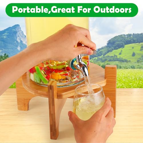 FUREEY Drink Dispenser Stand, Beverage Dispenser Stand, Fit Max 8.66 Inch Diameter of Glass Drink Dispenser, Water Jugs, W...