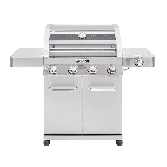 Monument Grills Larger Convertible 4 Burner Natural Gas Grill Stainless Steel Cabinet Style Propane Grills, LED Controls,Side Burner(Without Conversion Kit)