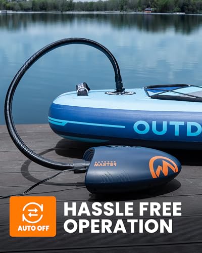 OutdoorMaster 20PSI High Pressure SUP Air Pump Shark - Intelligent Dual Stage Inflation & Auto-Off & Deflation, 12V DC Car...