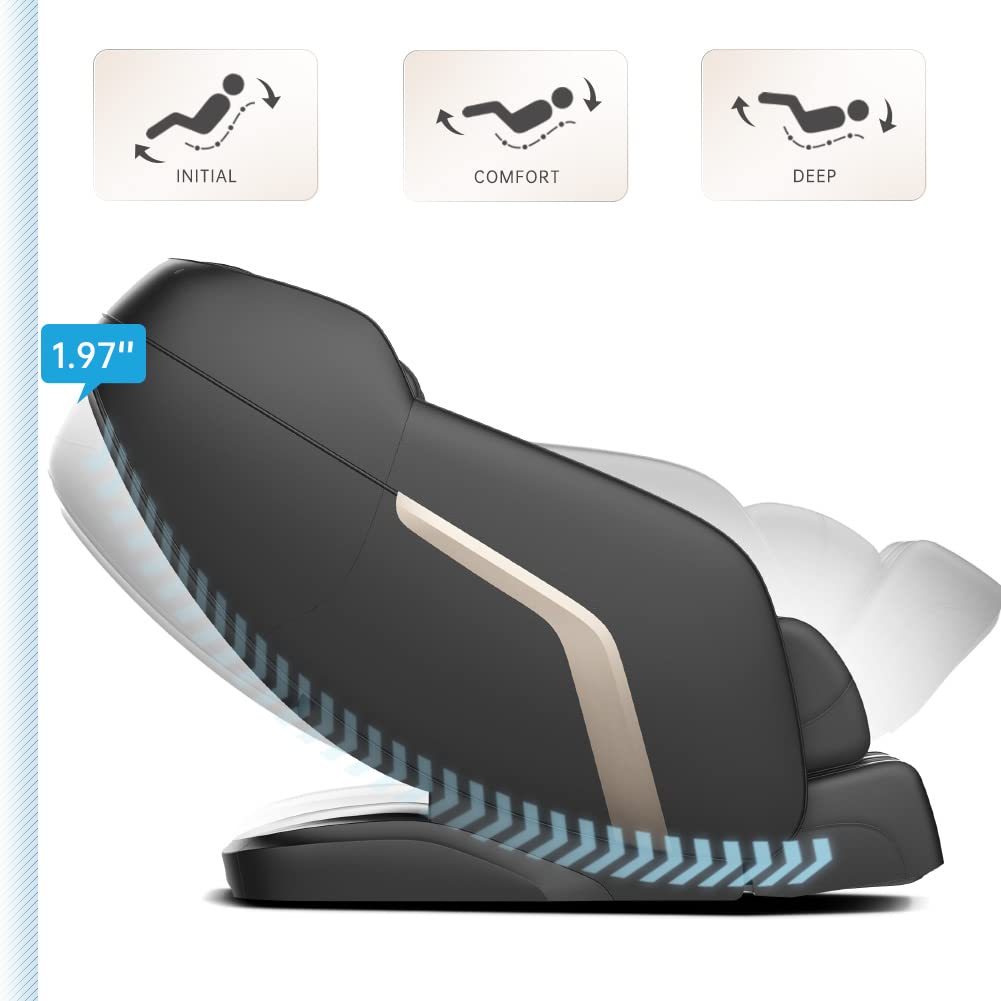 GDFStudio Zero Gravity Massage Chair SL Track Full Body Shiatsu Recliner with Bluetooth Speaker Foot Roller Heating Thai Stretch USB Charging Airbag System Home Relaxation Chair