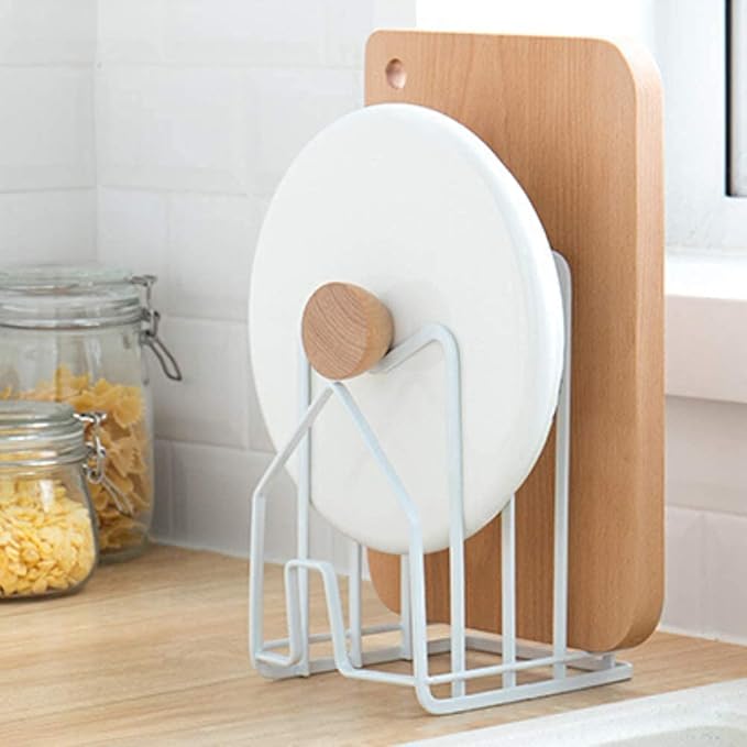 LINFIDITE Cutting Board Rack Chopping Board Organizer Stand Holder Kitchen Countertop Pots Pan Lids Rack Organizer Flat St...