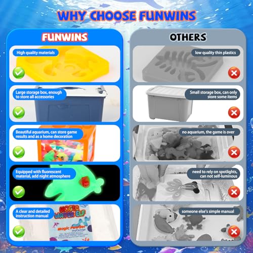 Magic Water Elf Toy Kit with Aquarium, Aqua Fairy Water Gel Kit Toys with 20 Non-Toxic Magic Gels & 12 Sea Animal Molds, D...