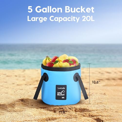 Collapsible Bucket 5 Gallon Container Folding Water Bucket Portable Wash Basin for Outdoor Travelling Camping Fishing Gard...
