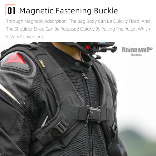 Rhinowalk Motorcycle Backpack Helmet Holder Hydration Bladder Compartment Magnetic Fastening Buckle MOLLE System Rain Cove...