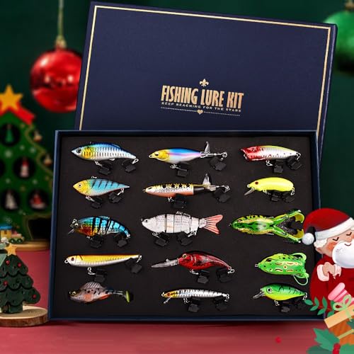 HALF CRESCEN Fishing Lures Kit for Diving Bass/Trout/Pike with Lifelike Action, Fishing Gear Set for 2025 Xmas