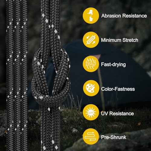 Thadavo Reflective Paracord Rope 850Ib, 50/100/200/500/1000ft 4MM 11 Strand para Cords Lanyard Utility Parachute Cord for ...