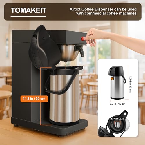 TOMAKEIT Airpot Coffee Dispenser Thermal with Pump,3L/102 Oz Insulated Stainless Steel Large Airpot Coffee Carafe Lever Ac...
