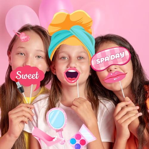 Spa Photo Booth Props, 26 Pcs Spa Day Photo Booth Props, Spa Party Photo Booth Props & Makeup Photo Booth Props for Makeup...
