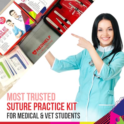 MedHelp 50 PCS Practice Suture Kit for Medical Students - Complete Suture Practice Kit for Surgical Training: Large Silico...