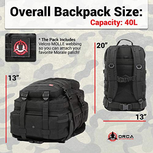 Orca Tactical Backpack 40L Large Military 1 to 3 Day Molle Assault Pack Rucksack Army Bag