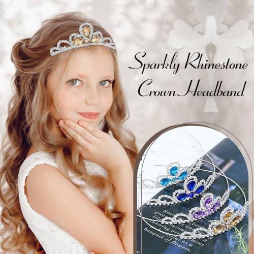inSowni 8 Pieces Silver Metal Glitter Waterdrop Rhinestone Princess Crown Headbands Tiaras Wedding Birthday Party Prom Hea...