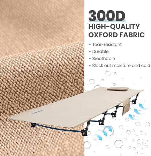 FUNDANGO Ultralight Folding Camping Cot, Extra Long Backpacking Camping Cots for Adults Portable Cot Bed for Hiking Travel...