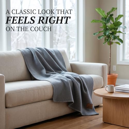 100% Wool Blanket - Premium Ultra-Soft & Warm, Twin 62"x 84" Large Size Blanket for Couch, Bed, Home, Camping & Outdoors